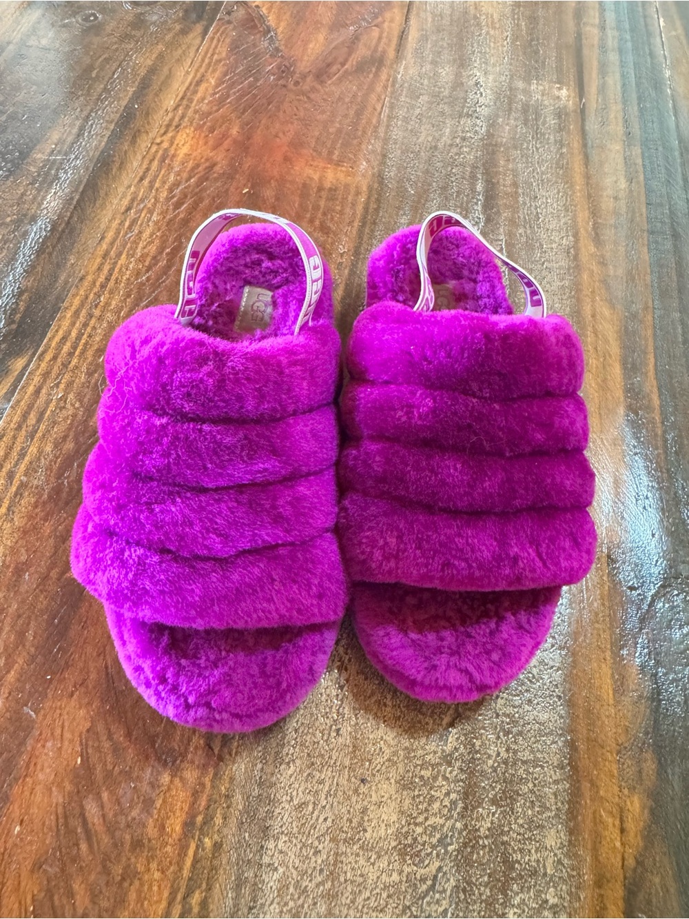 UGG Violet Plush Slide Sandals with Branded Heel Strap - Picture 2 of 11